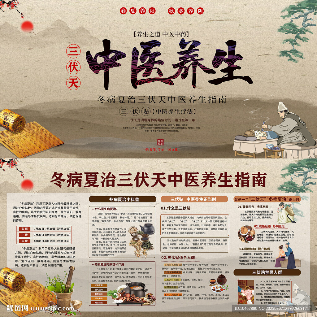 三伏天中醫(yī)養(yǎng)生冬病夏治展板海報
