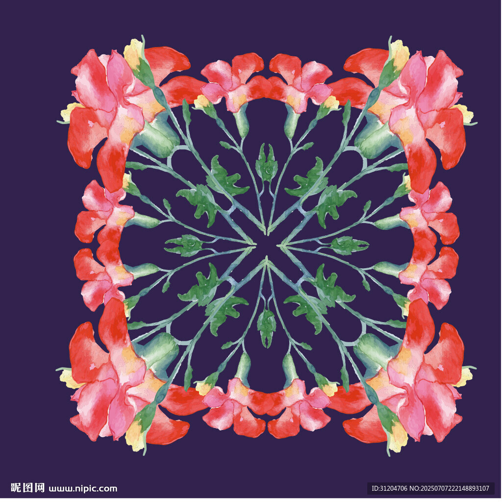 絢麗花卉對(duì)稱圖案設(shè)計(jì)