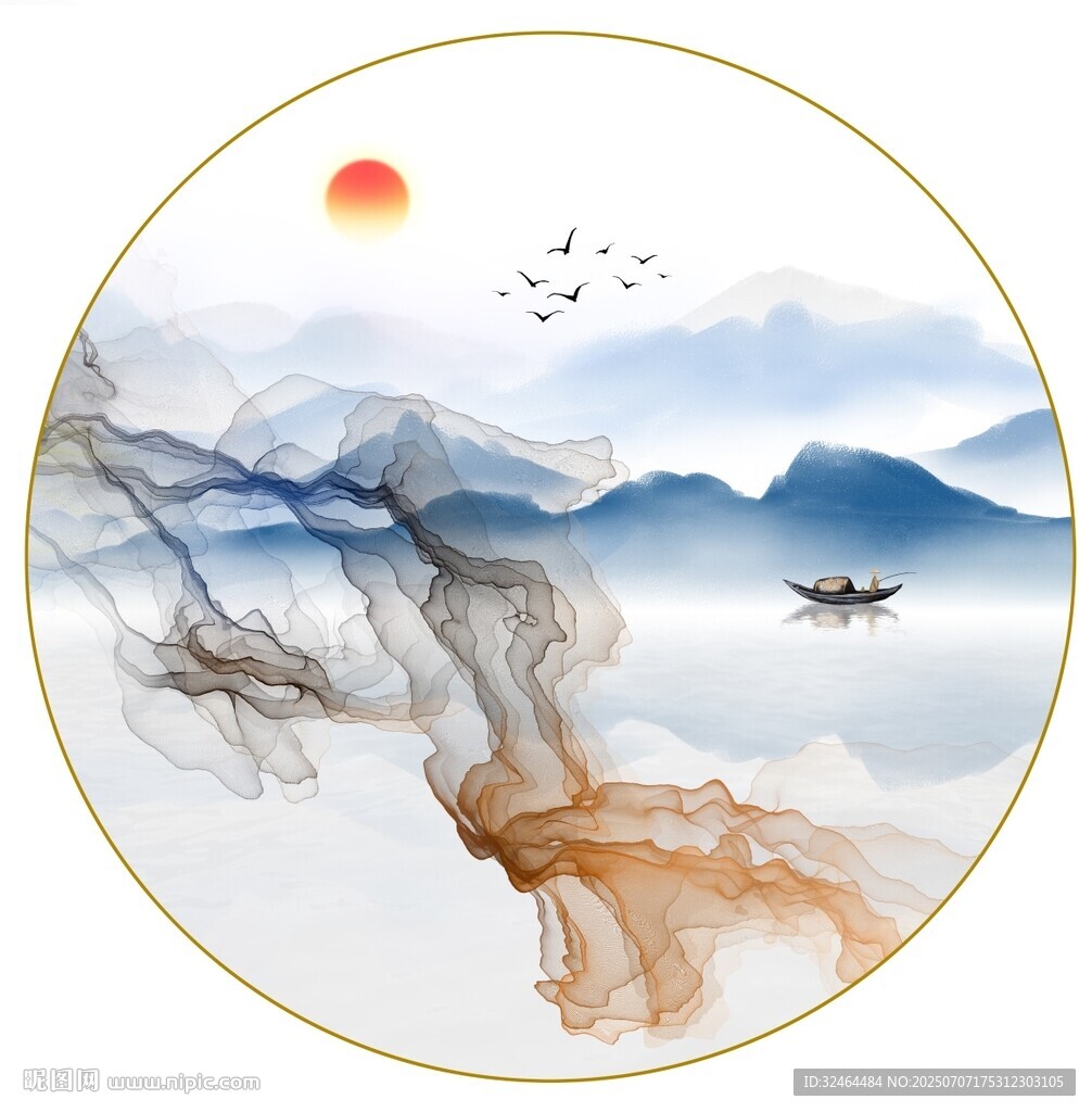 圓形意境山水畫