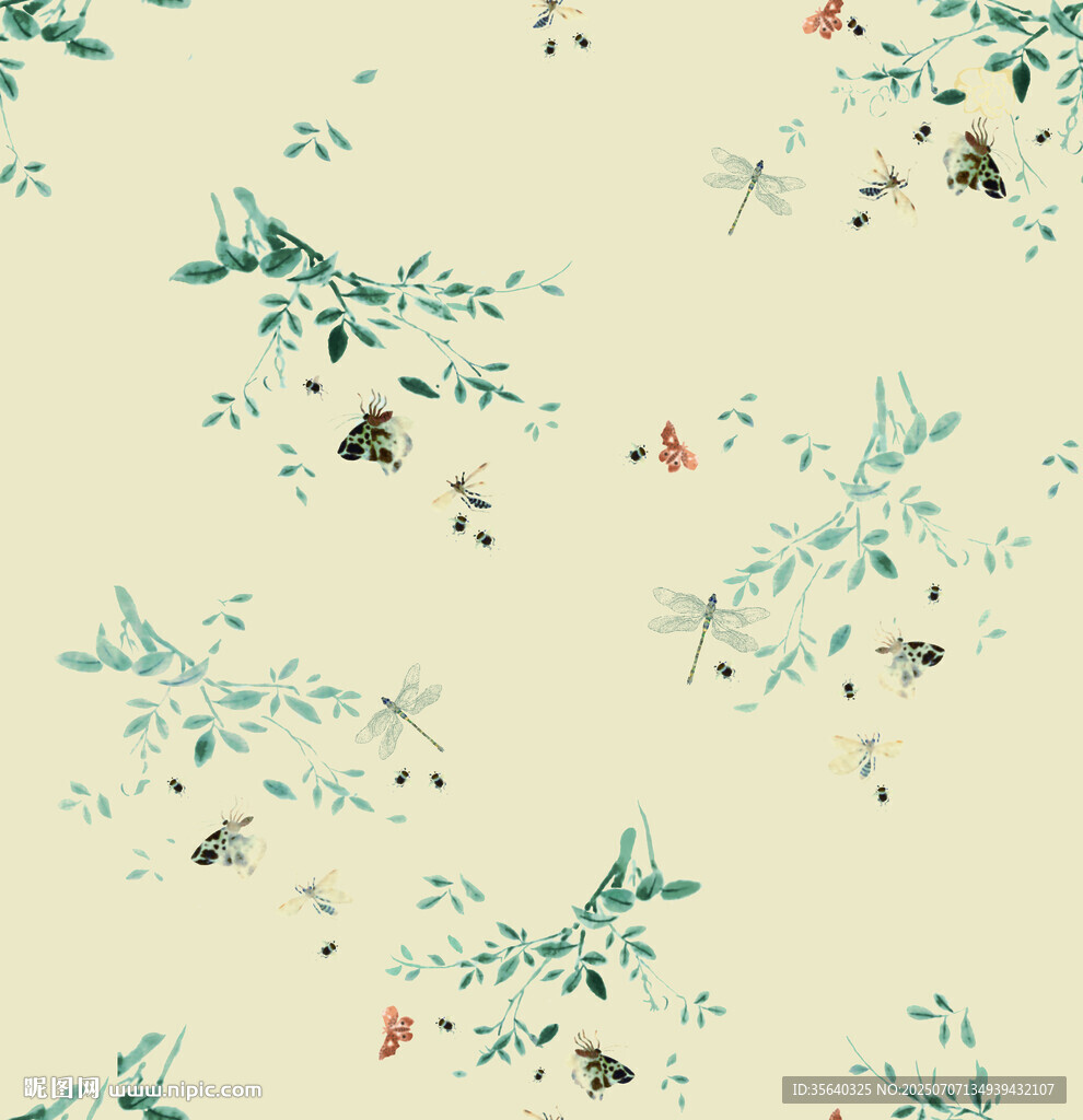 清新花鳥圖案背景紋理