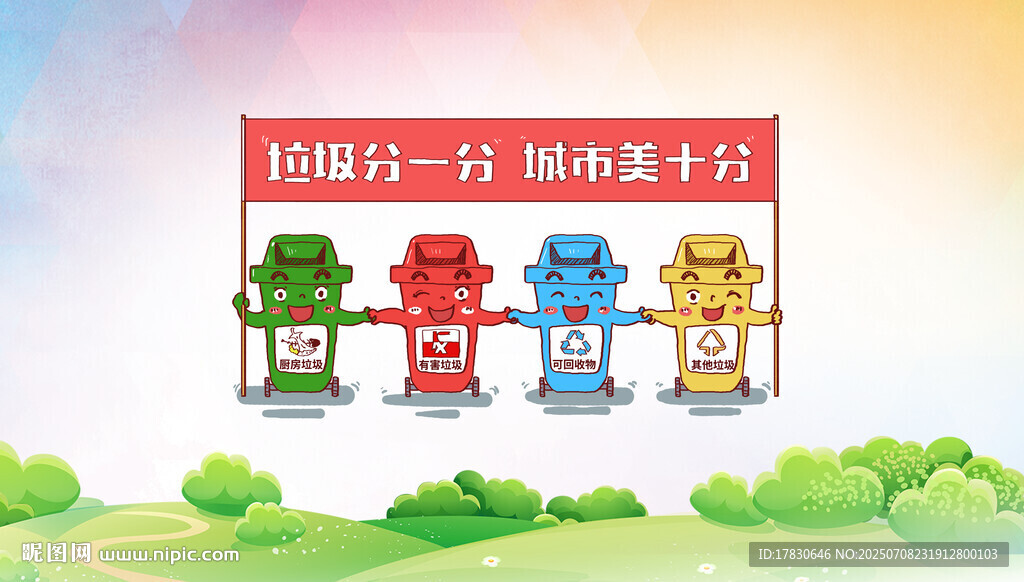 垃圾分類主題卡通形象展示