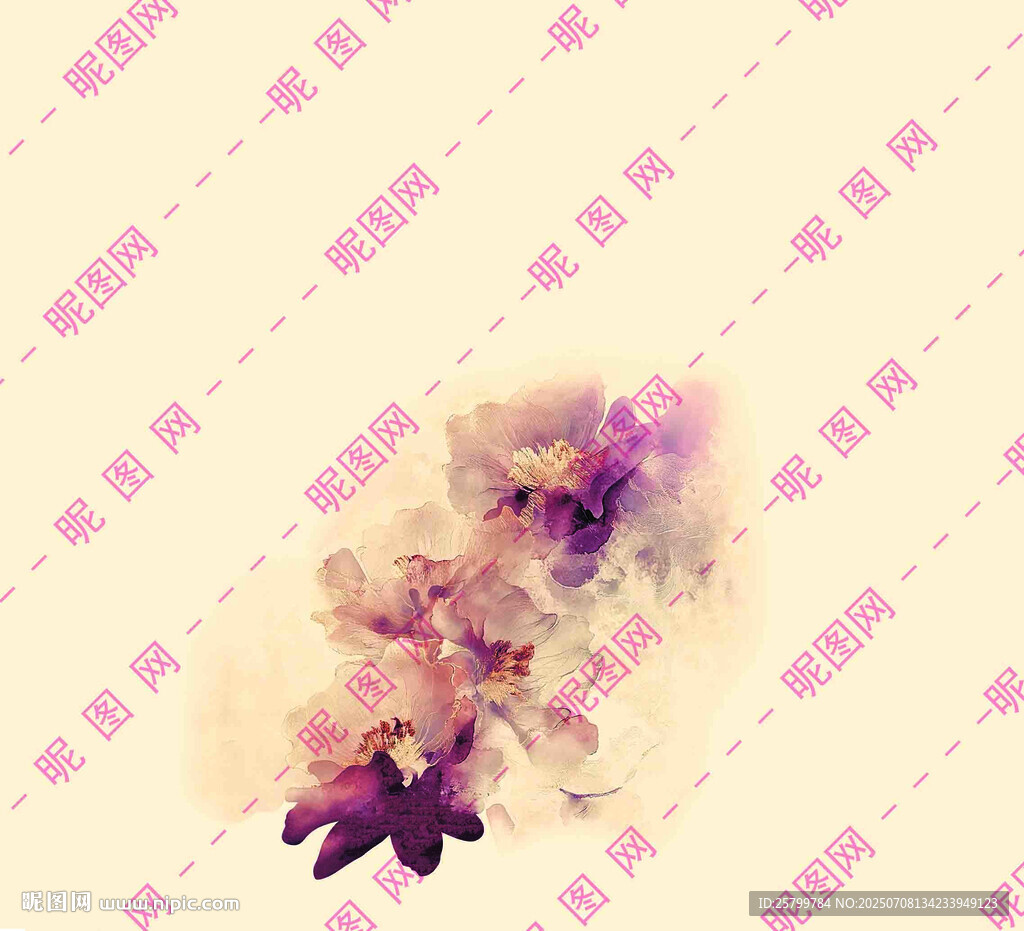 夢幻水彩花卉圖案