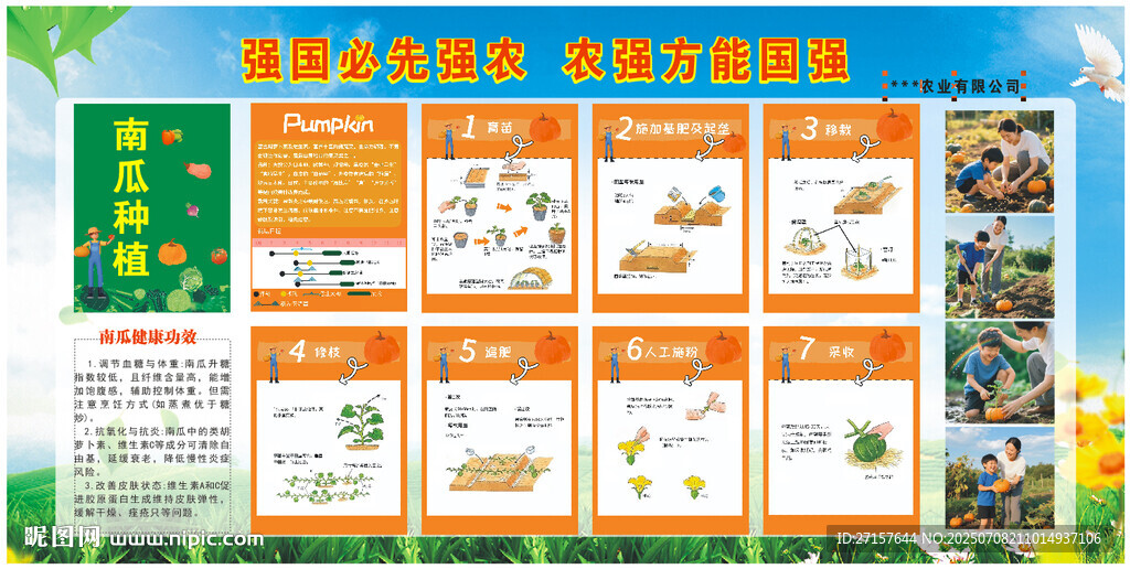 南瓜種植展板卡通圖不可修修