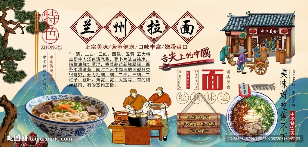 蘭州拉面背景墻