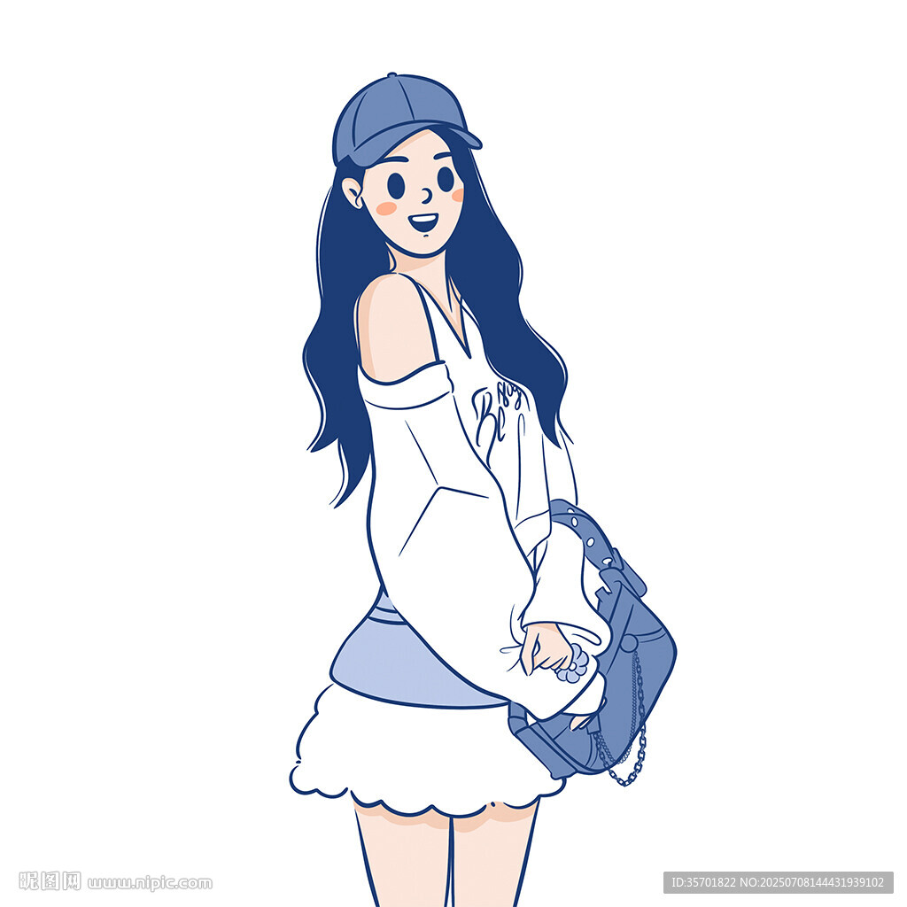 藍發(fā)少女手持衣物