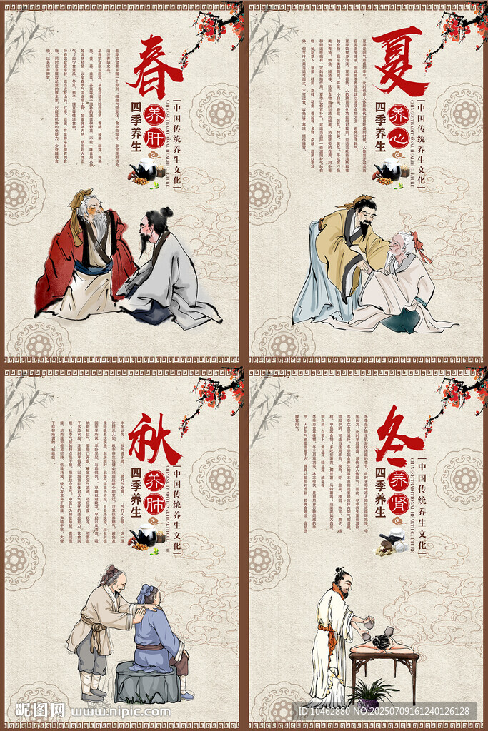 四季養(yǎng)生圖春夏秋冬中醫(yī)養(yǎng)生