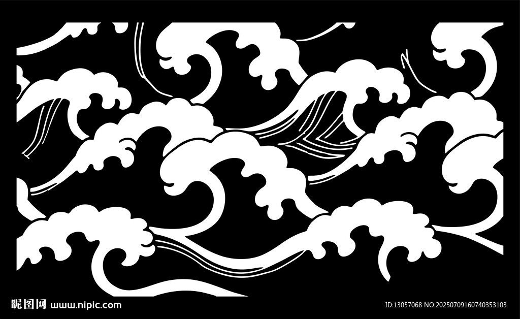 黑白海浪圖案
