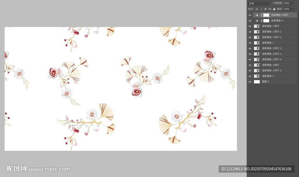 花卉蝴蝶圖案無(wú)縫背景