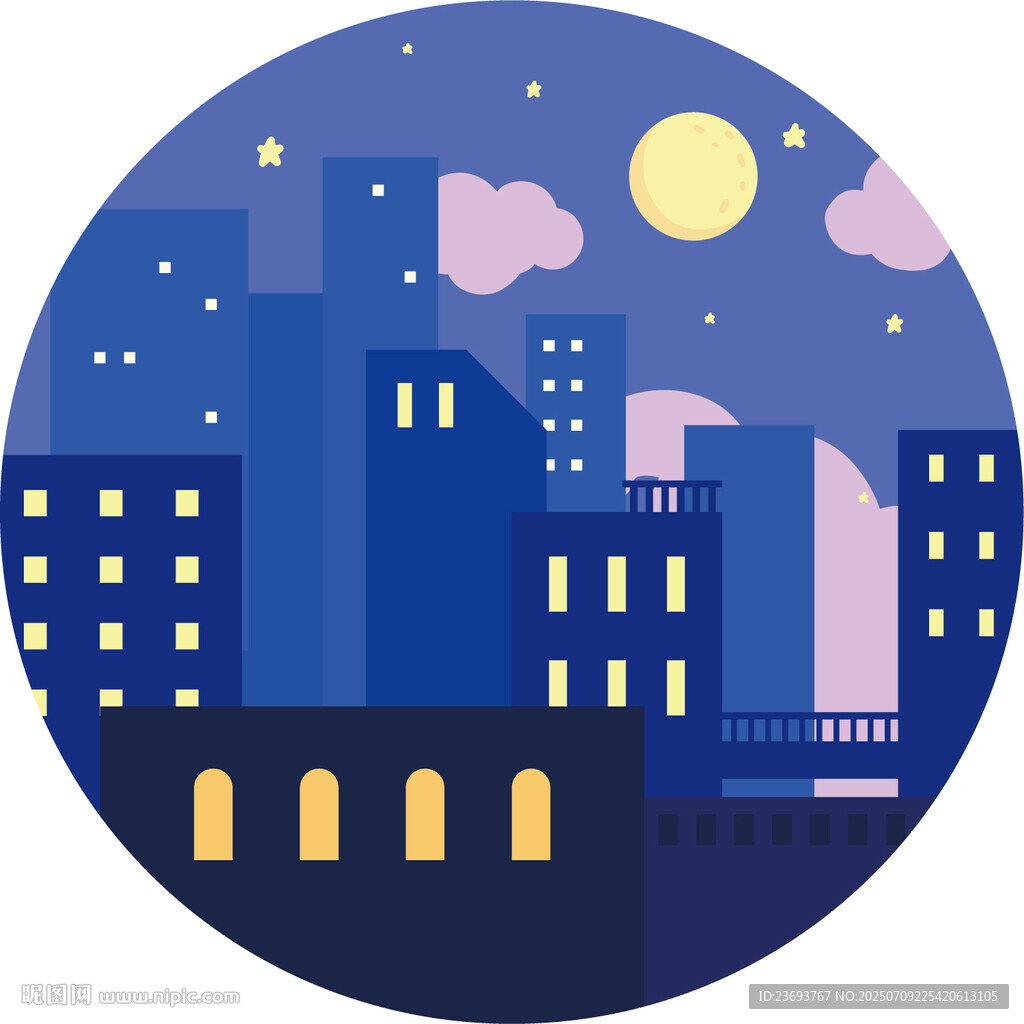 夜晚城市建筑景觀圖
