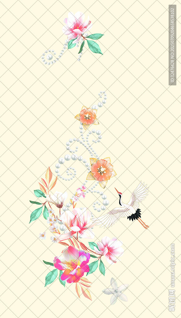 中式花卉刺繡圖案設(shè)計(jì)