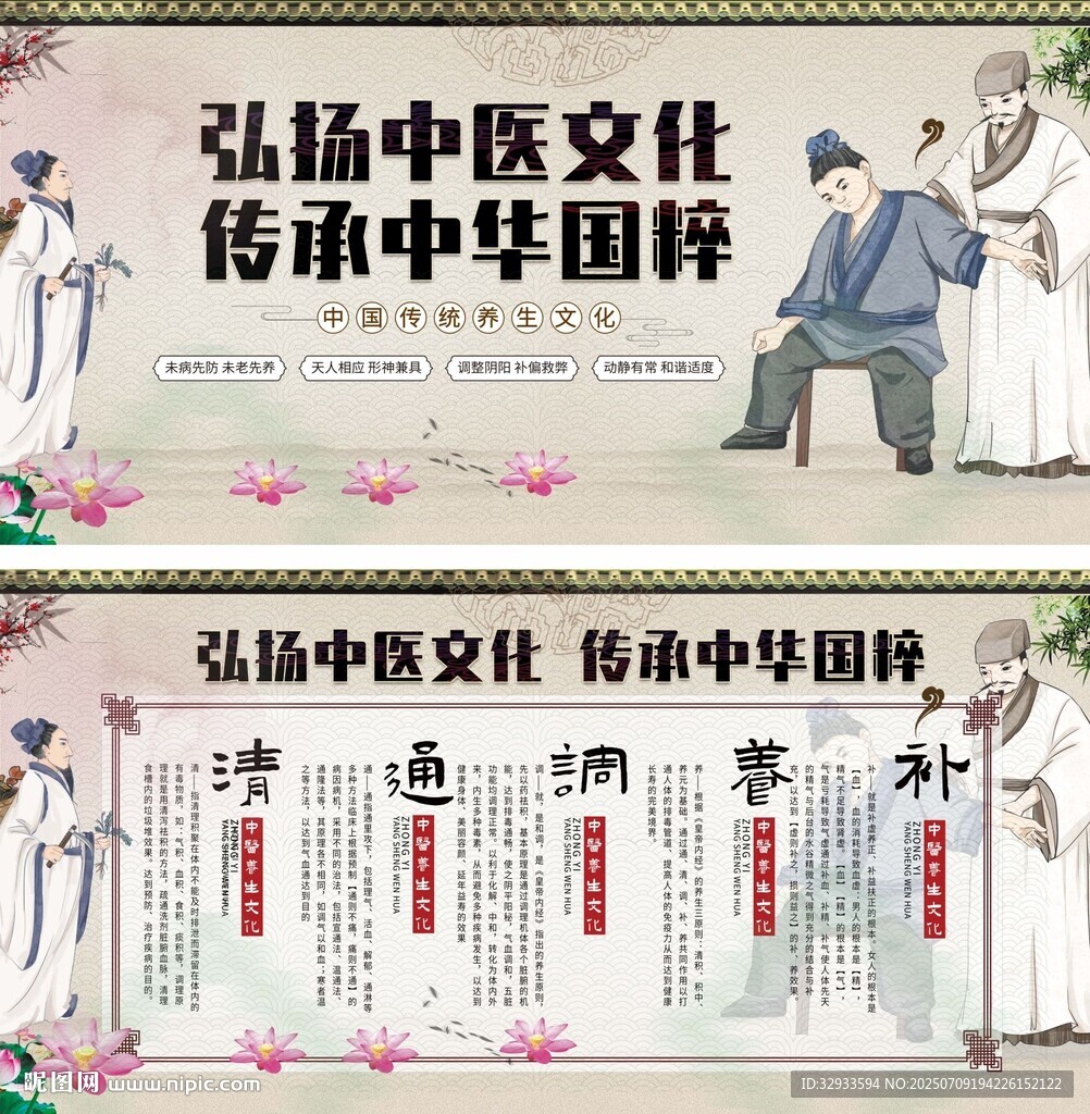 簡約大氣古風中醫(yī)養(yǎng)生文化展板