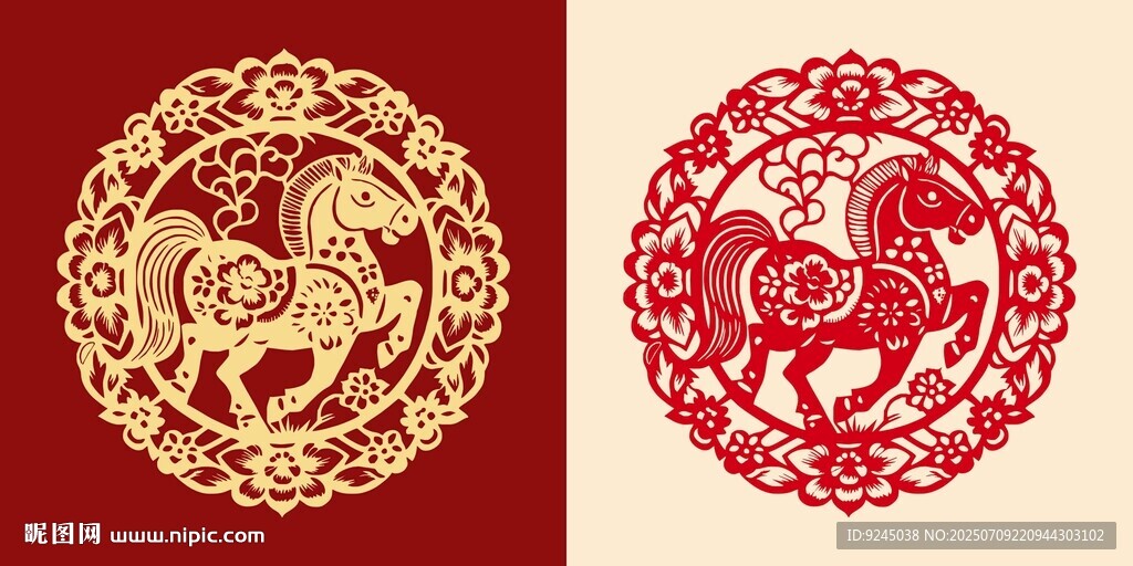 精美馬剪紙傳統(tǒng)圖案
