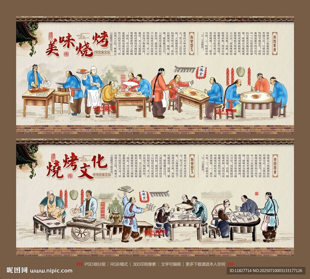 燒烤文化背景墻