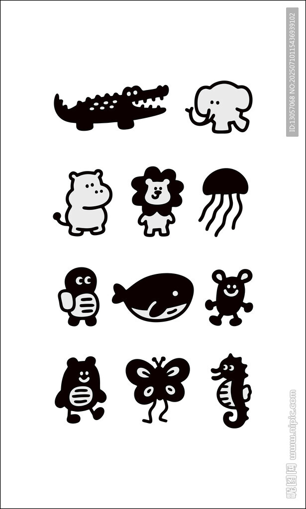 可愛卡通動物圖標集合