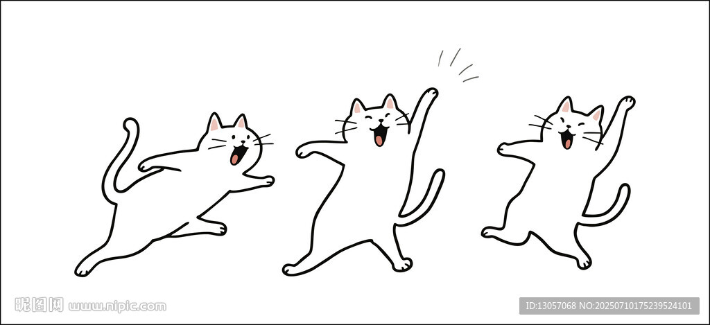 三只跳躍的可愛貓咪