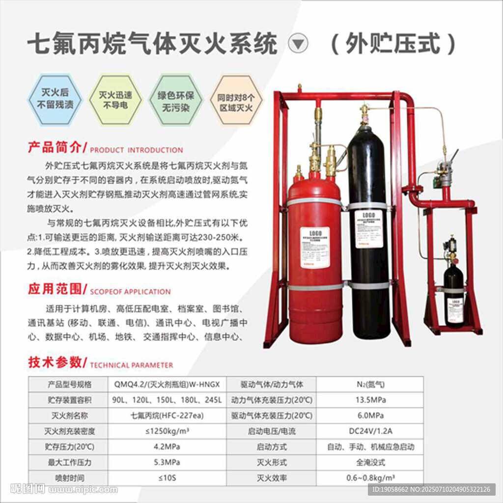 外貯壓七氟丙烷氣體滅火系統(tǒng)簡(jiǎn)介