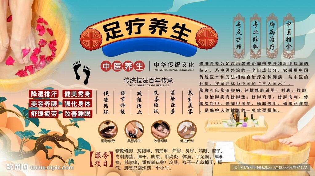 足療養(yǎng)生背景墻