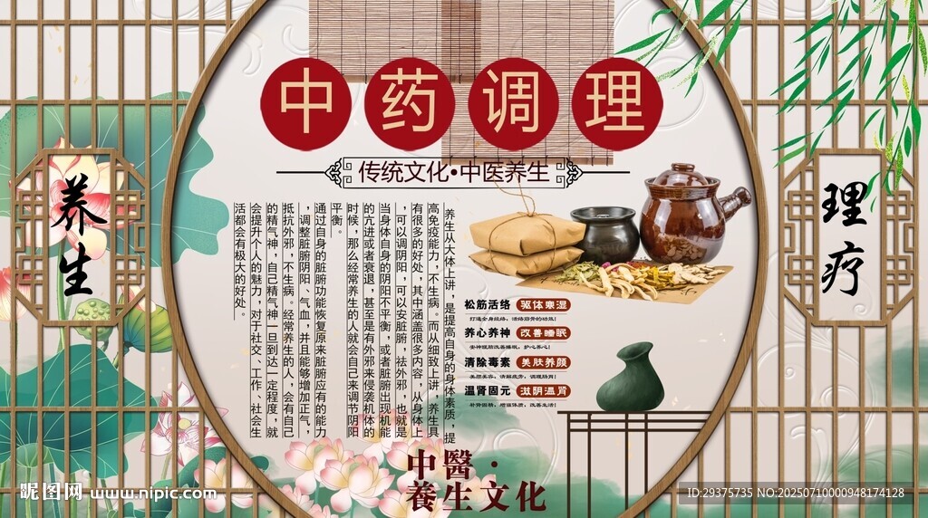 中藥調(diào)理背景墻