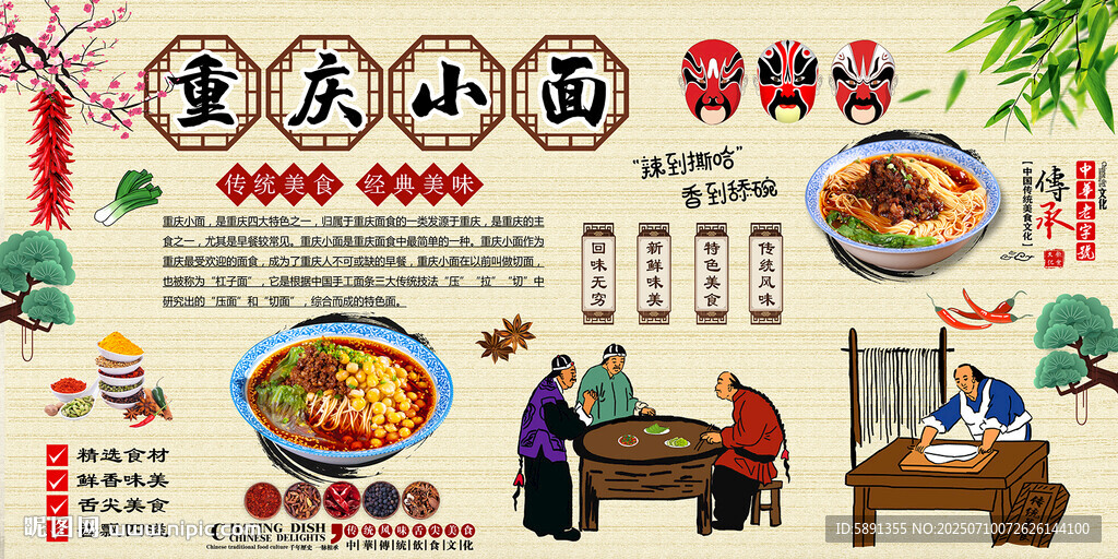 重慶小面背景墻