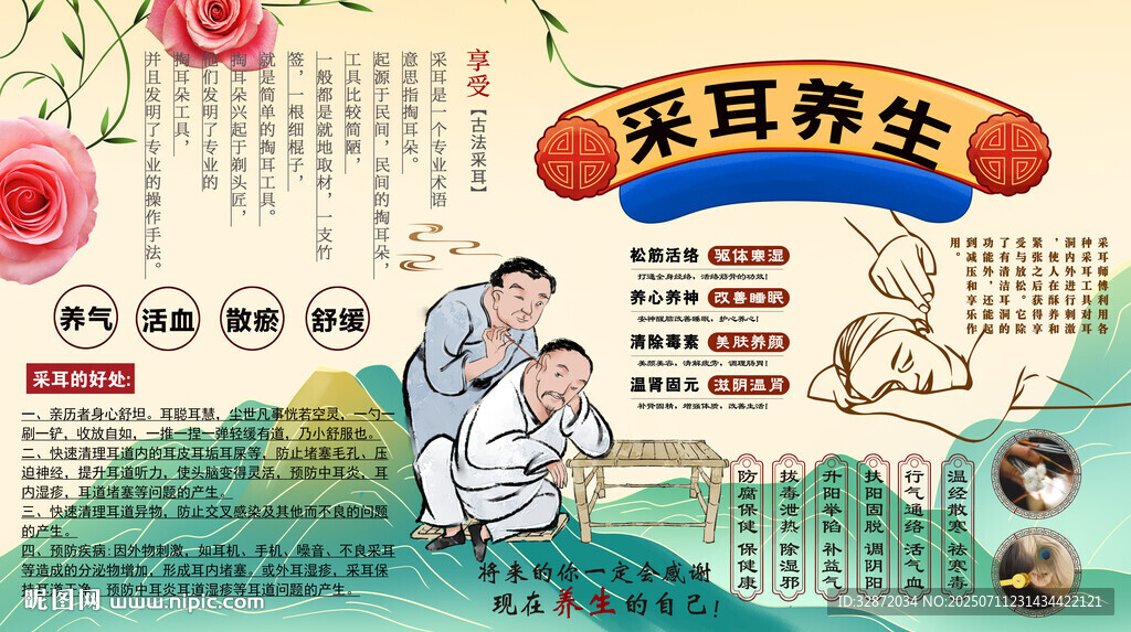采耳養(yǎng)生背景墻