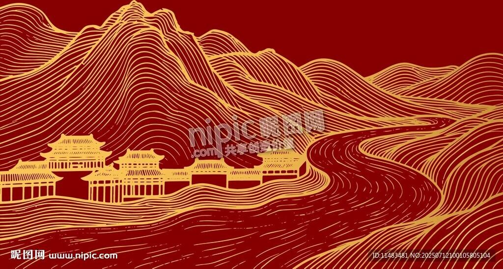 簡約古風(fēng)山水畫背景