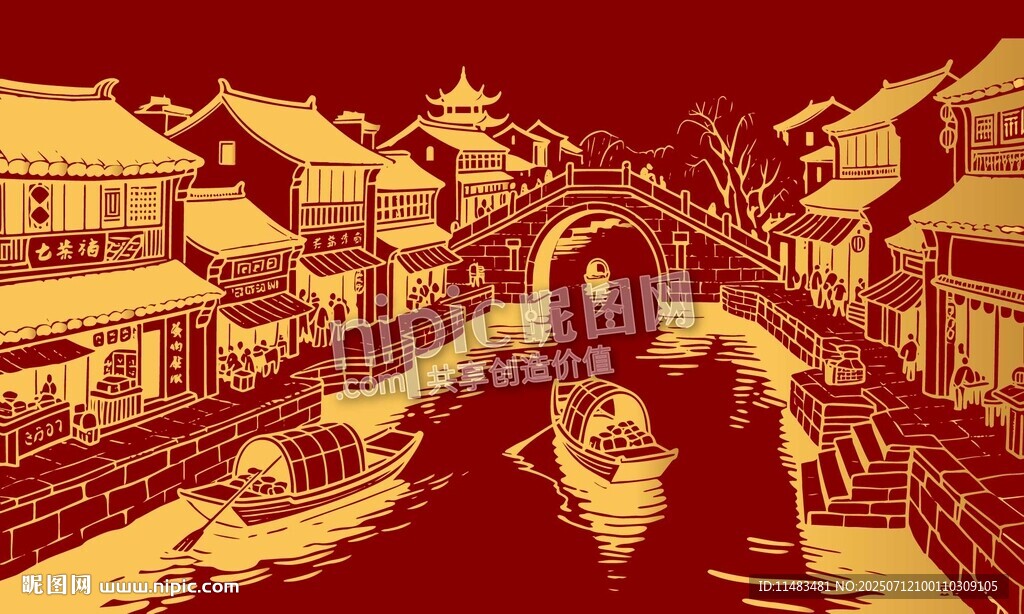 古風(fēng)小鎮(zhèn)集市村莊街景