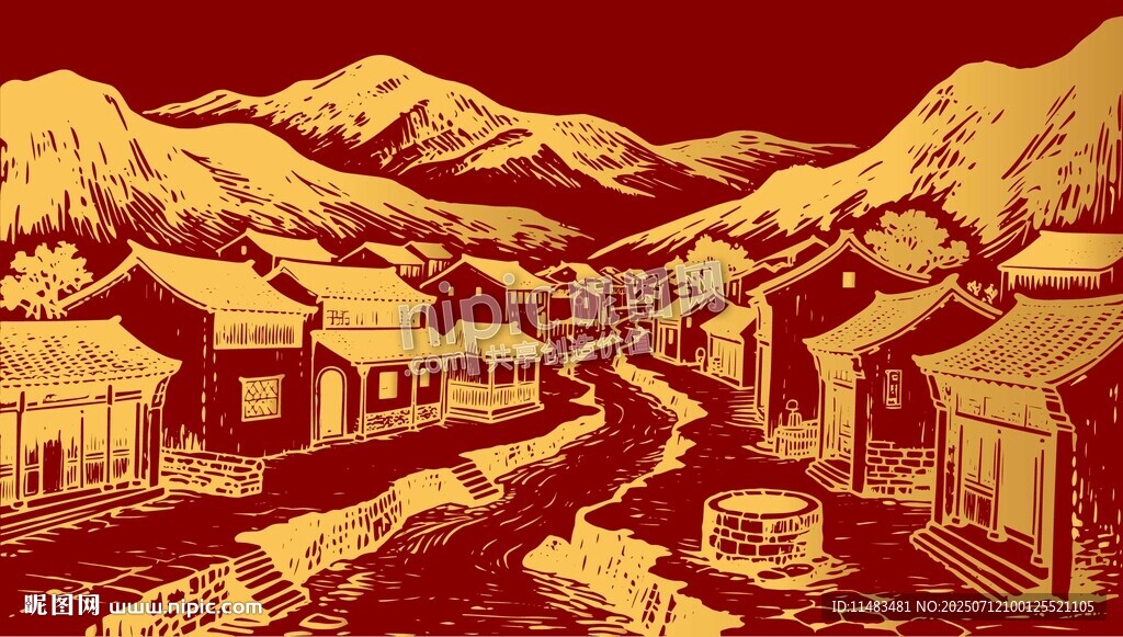 古風(fēng)山村村子風(fēng)光背景