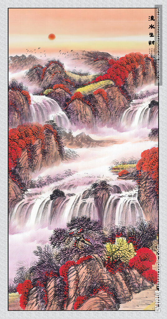 玄關(guān)畫流水生財(cái)