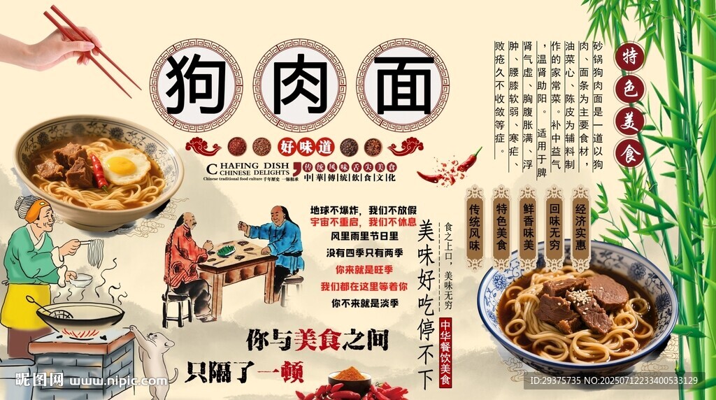 狗肉面背景墻