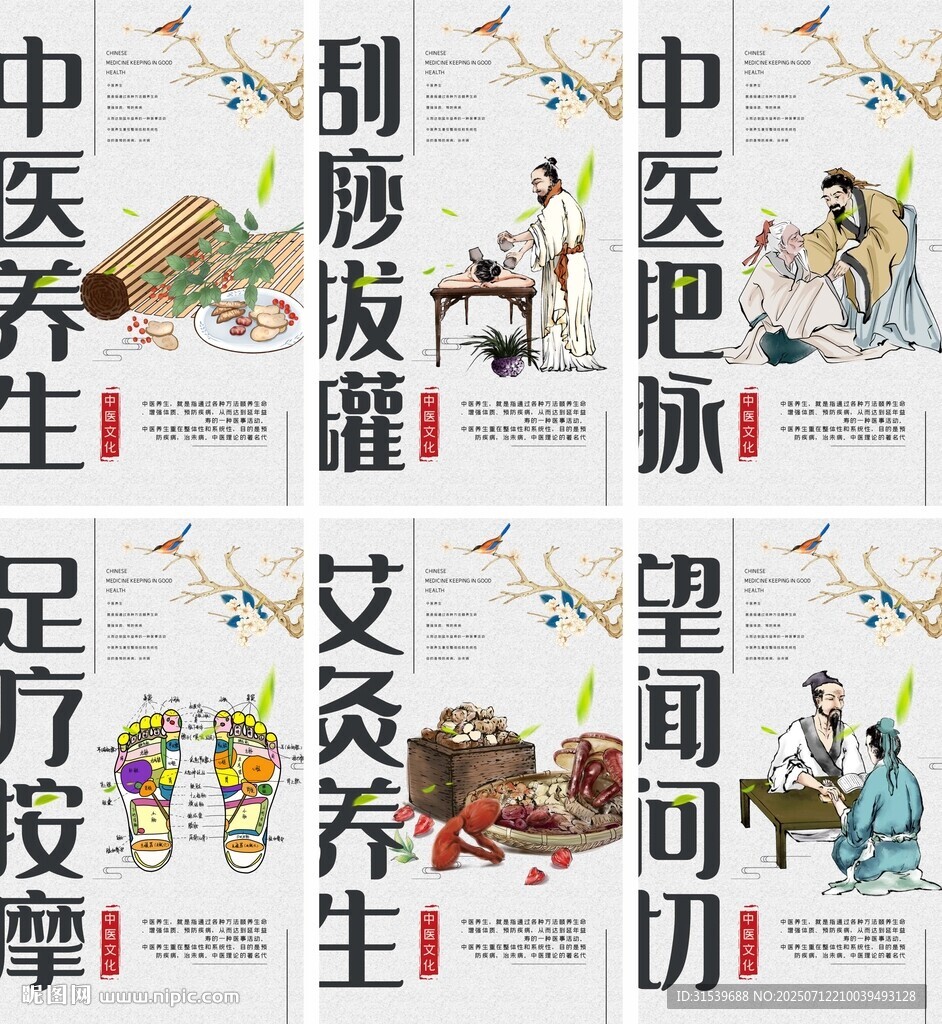 創(chuàng)意版式中醫(yī)養(yǎng)生文化六件套展板