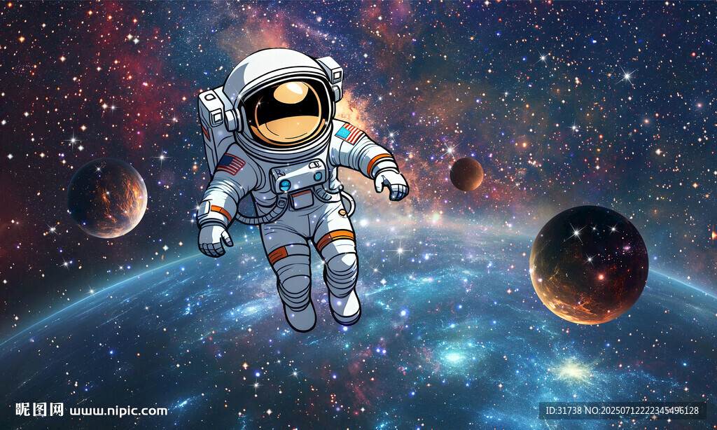 宇宙宇航員星球星空背景圖