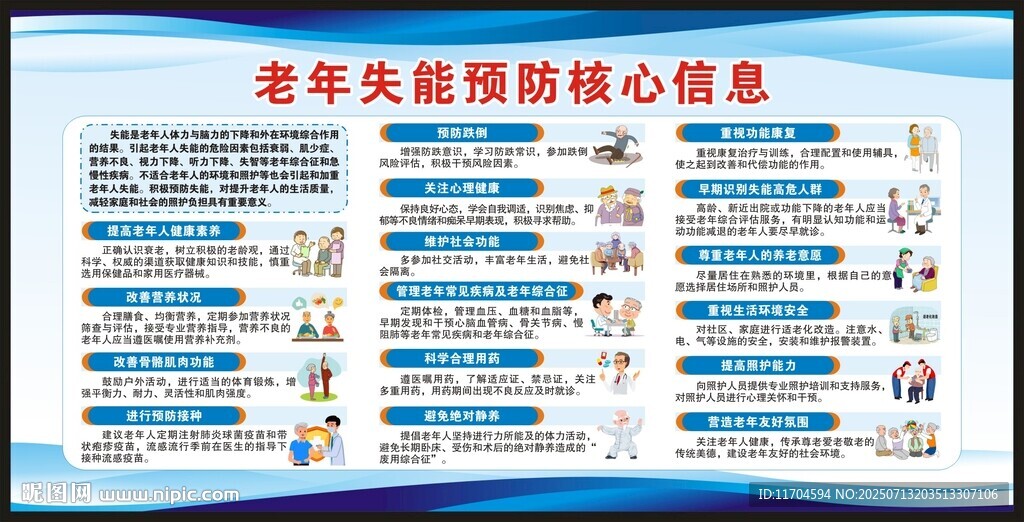 老年失能預防核心信息宣傳欄