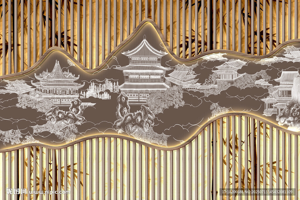 樓閣格柵形象墻