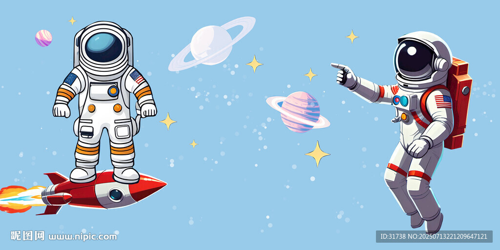 卡通星空宇航員背景