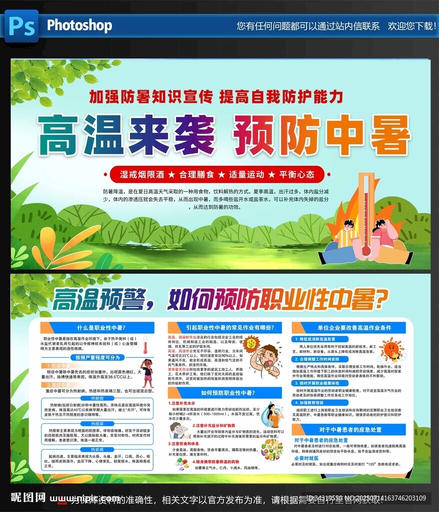 高溫來襲預(yù)防中暑宣傳海報