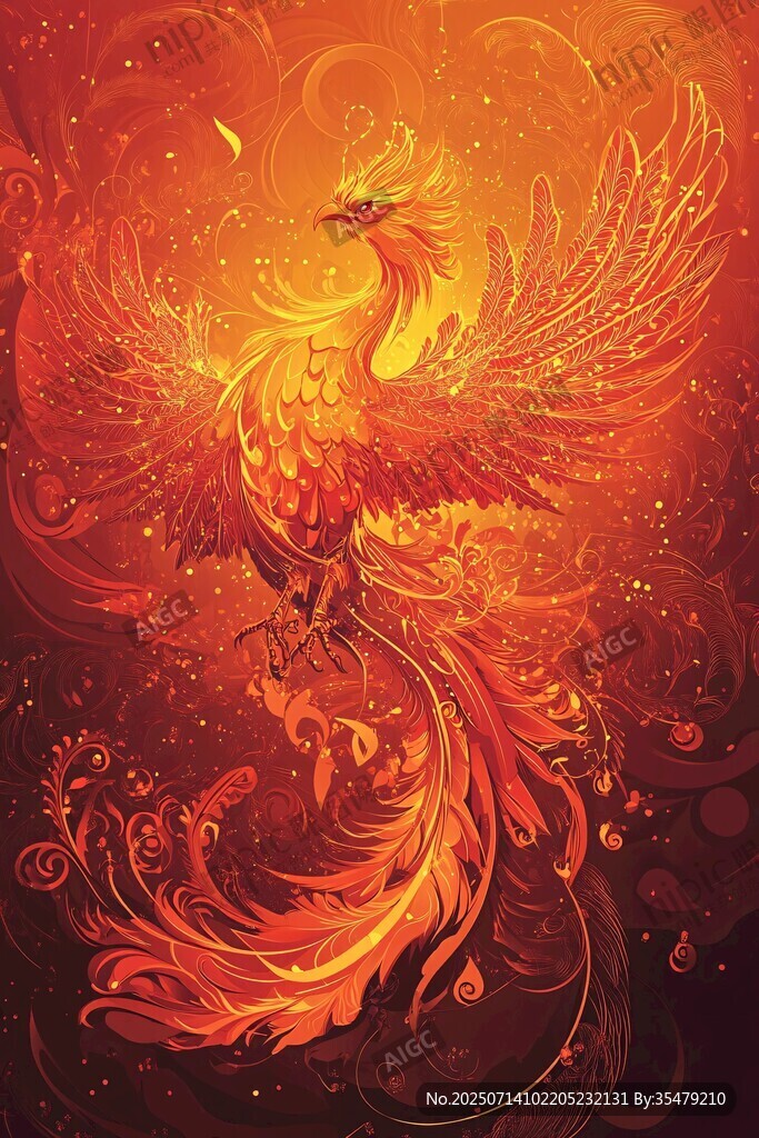 火焰鳳凰插畫 絢麗非凡