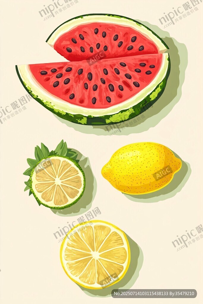 西瓜與檸檬插畫
