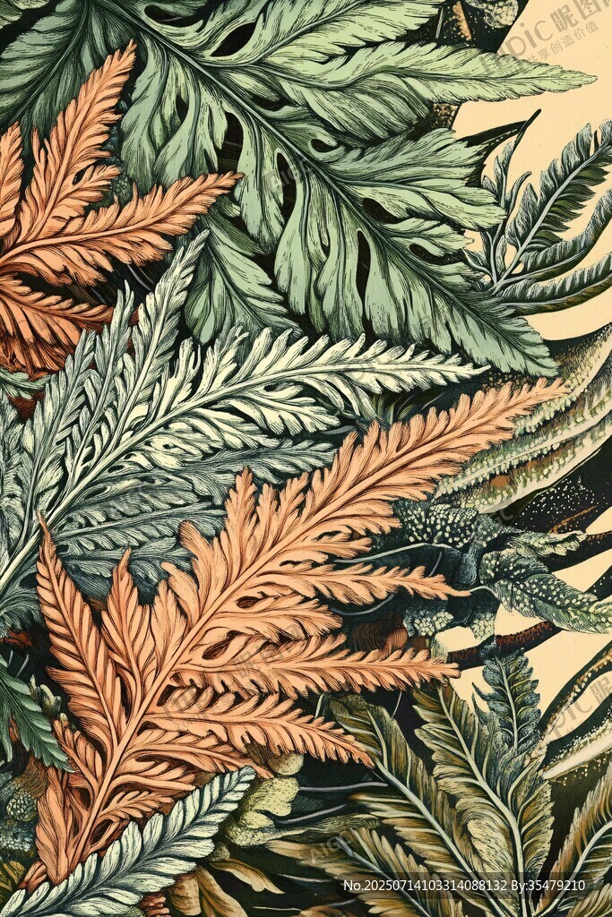 蕨類植物精美圖案紋理