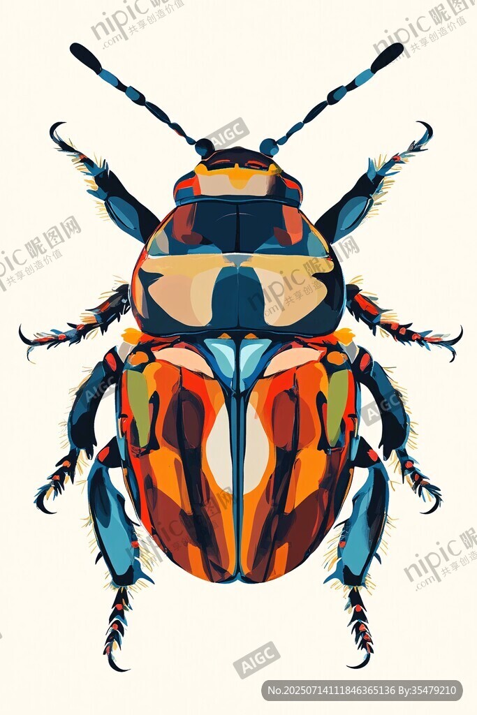 彩色甲蟲插畫