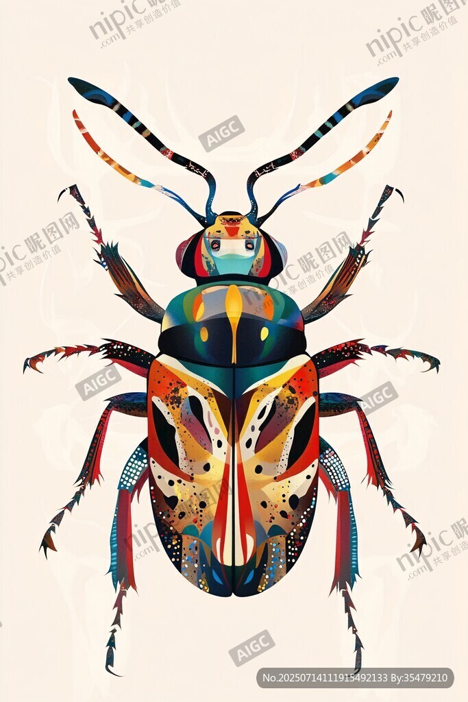 多彩甲蟲插畫