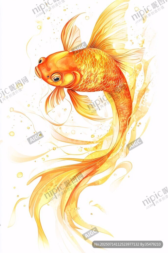 靈動(dòng)金魚的夢(mèng)幻水彩繪