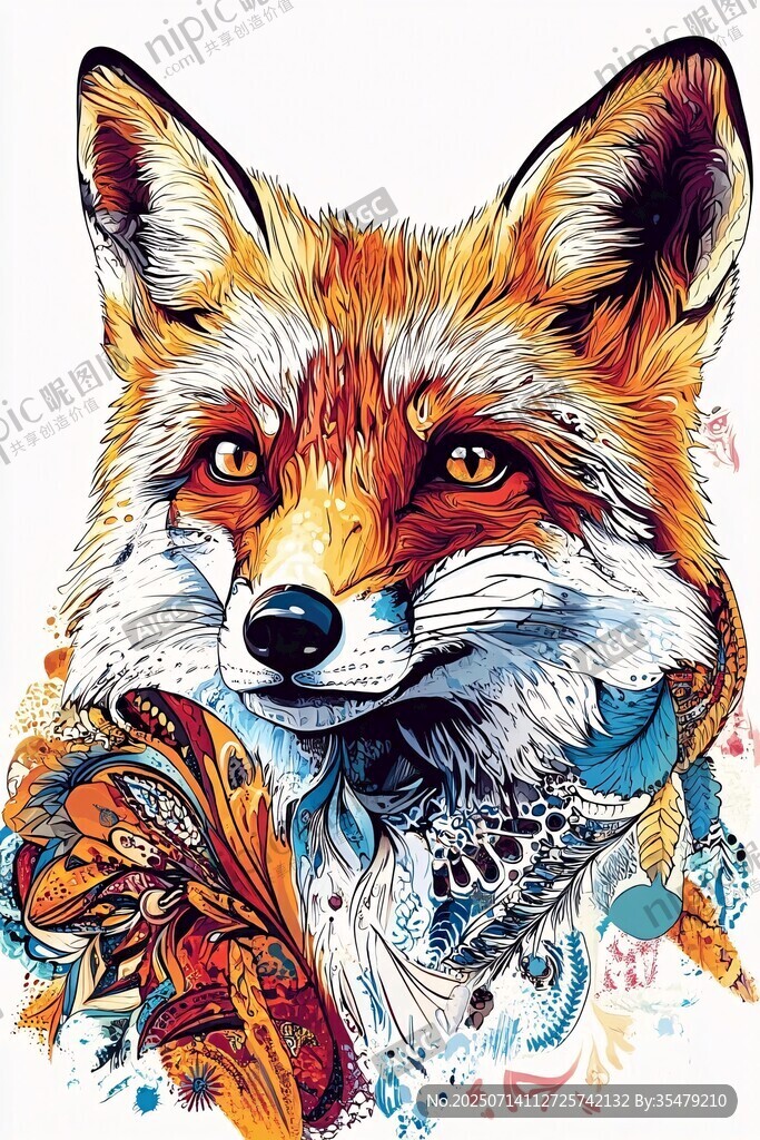 多彩狐貍插畫 藝術感十足