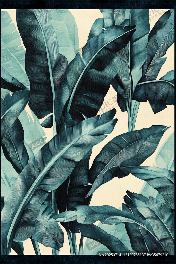 熱帶芭蕉葉圖案裝飾畫