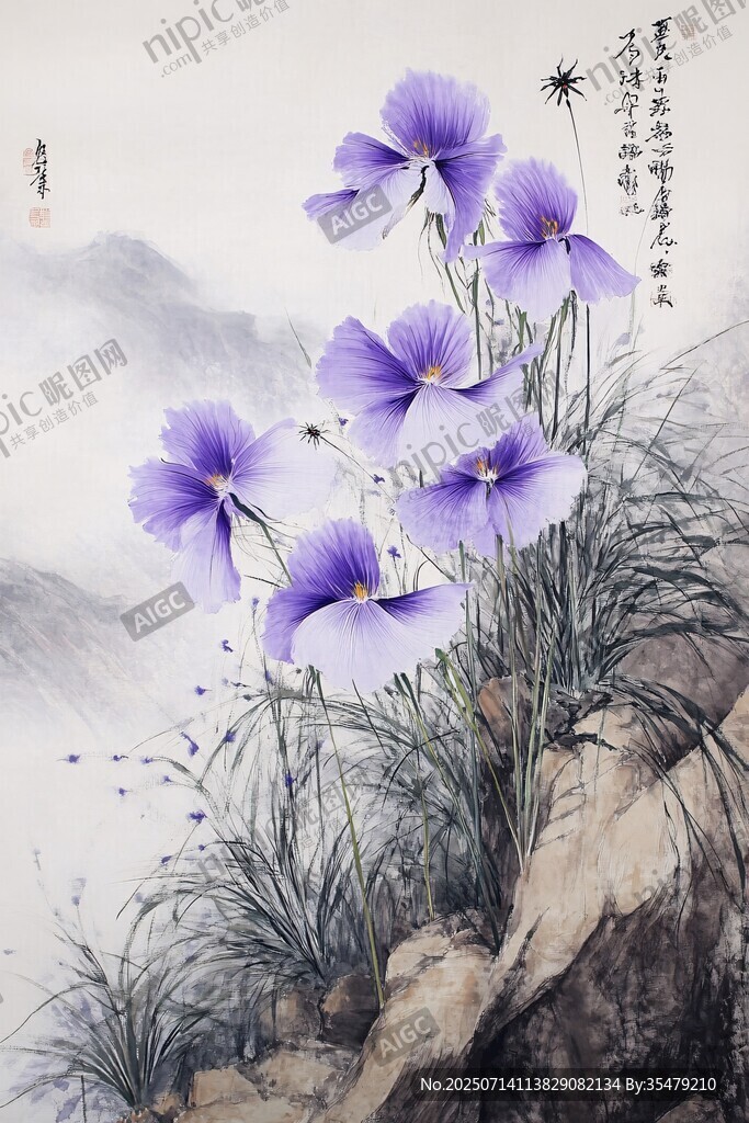 水墨蘭花圖 清幽意境