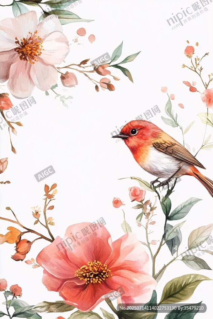 花鳥(niǎo)圖繪 靈動(dòng)鳥(niǎo)兒伴繁花