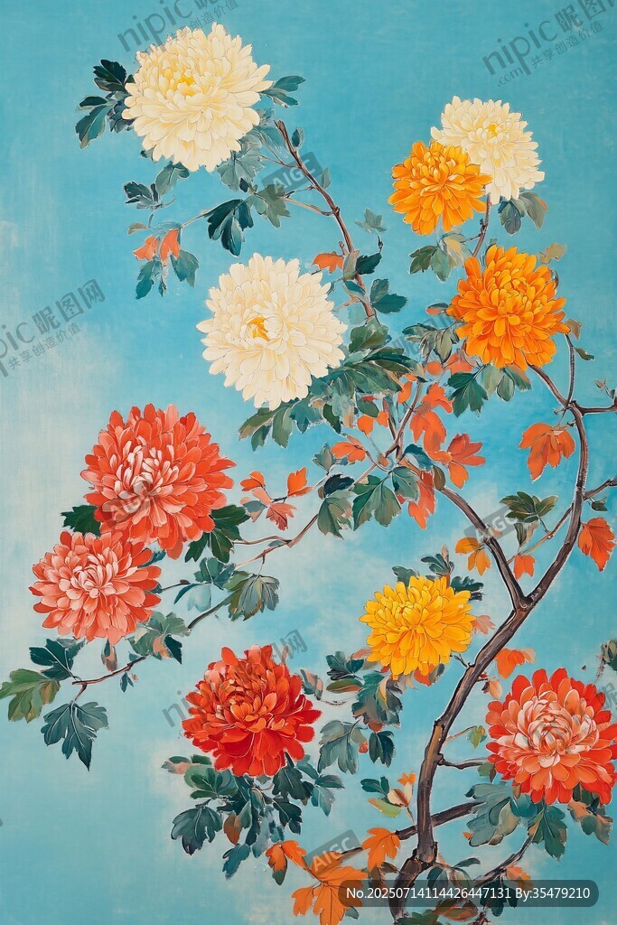 枝頭繁花艷 秋日好風光
