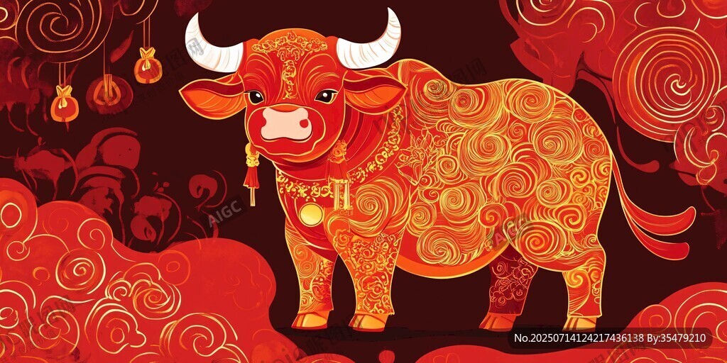 牛年祥瑞牛插畫