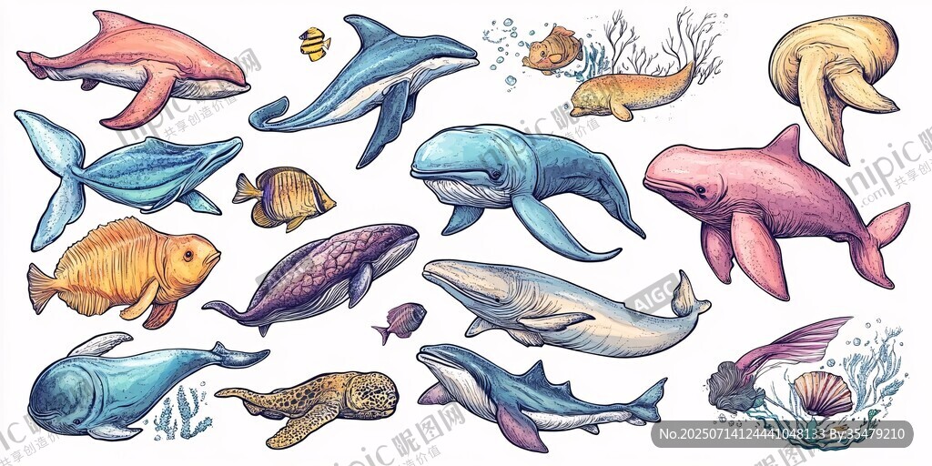 海洋生物插畫集合