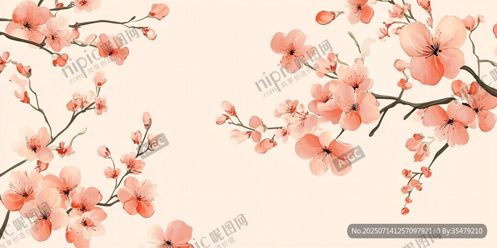 春日爛漫桃花枝