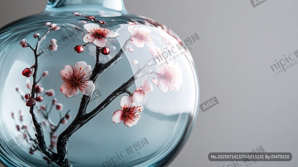 藍瓶繪紅梅 雅致東方韻